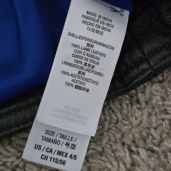 Juicy Couture Lamb Leather Motorcycle Jacket Girls 4/5 Black Biker Y2K Winter - Picture 9 of 10